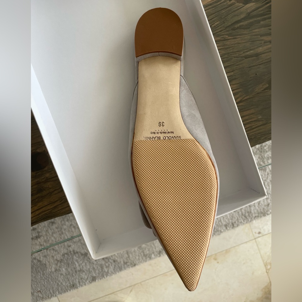 Manolo Blahnik - Grey 39 (9) - Maysale Suede Flats - Picture 2 of 6